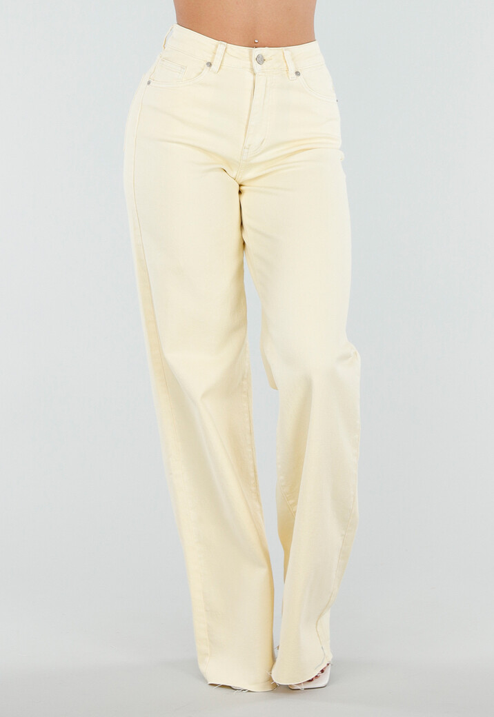 Lichtgele Wide Leg Tall Stretch Jeans van Denim