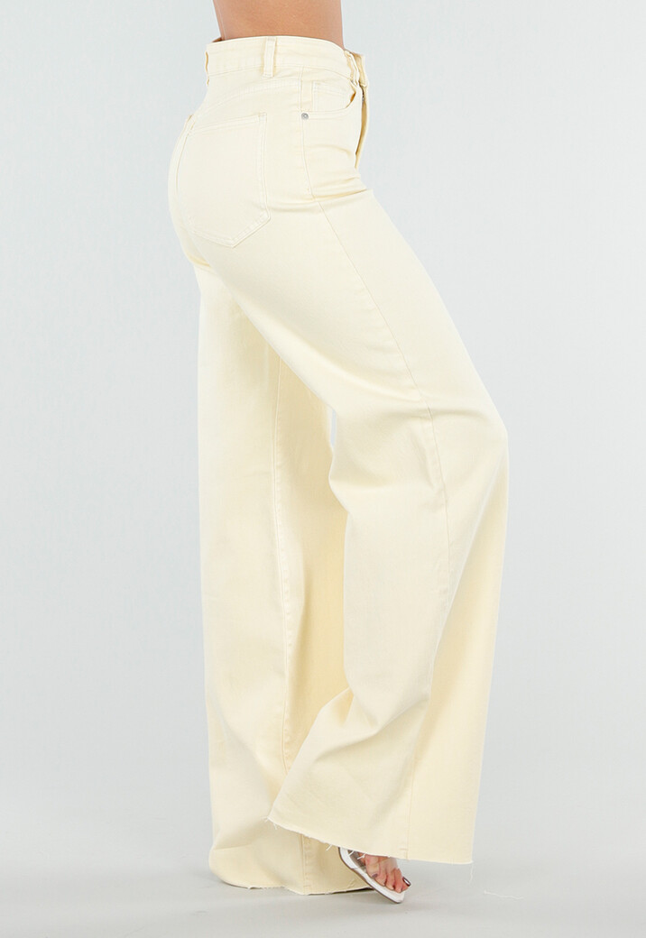 Lichtgele Wide Leg Tall Stretch Jeans van Denim