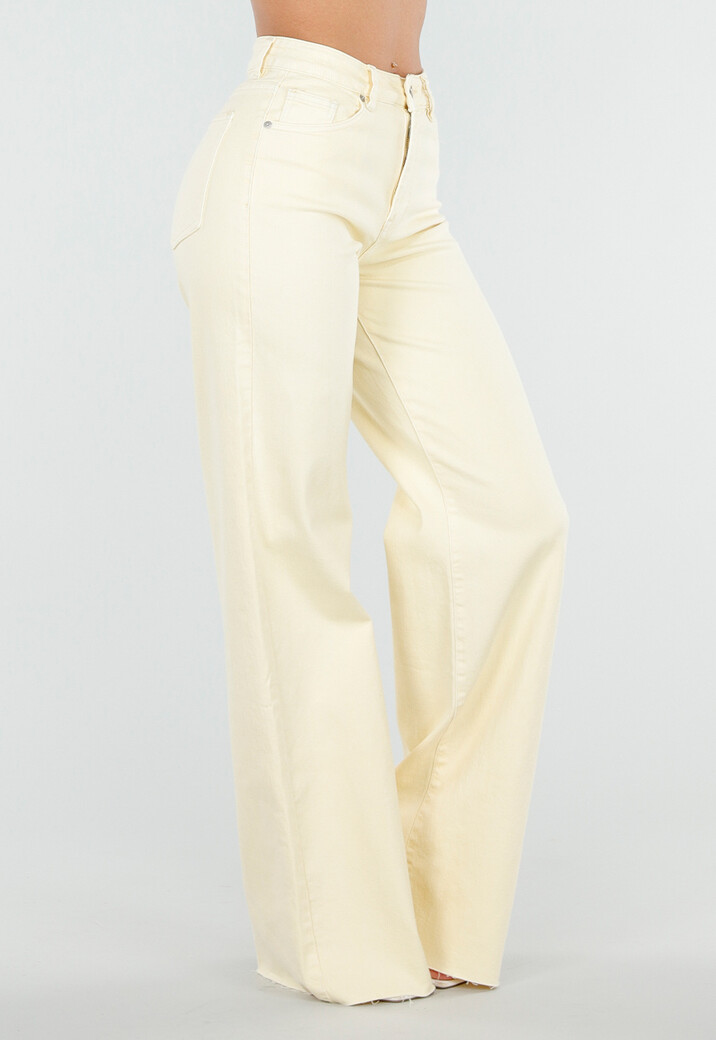Lichtgele Wide Leg Tall Stretch Jeans van Denim