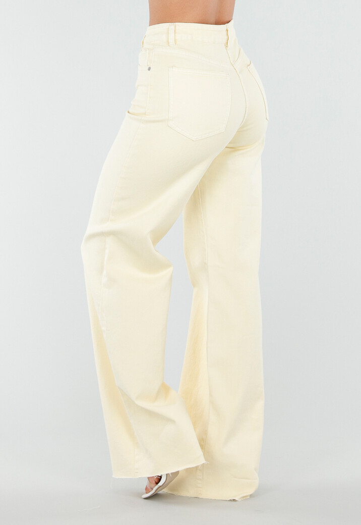 Lichtgele Wide Leg Tall Stretch Jeans van Denim