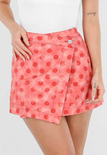 Roze Denim Rok met Rode Stippen