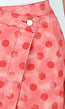 Roze Denim Rok met Rode Stippen en Overslag Sluiting
