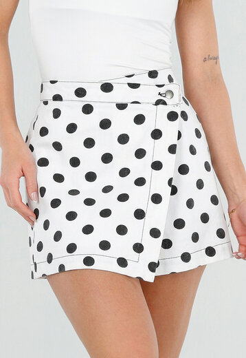 Witte Denim Rok met Zwarte Stippen