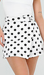 Witte Spijkerrok met Zwarte Stippen en Overslag Sluiting