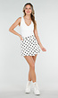 Witte Spijkerrok met Zwarte Stippen en Overslag Sluiting