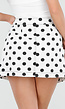 Witte Spijkerrok met Zwarte Stippen en Overslag Sluiting