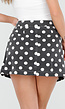 Donkergrijze Spijkerrok met Witte Stippen en Overslag Sluiting
