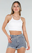 Witte Basic Stretch Crop Top met Pads