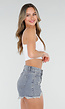 Witte Basic Stretch Crop Top met Pads