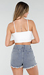 Witte Basic Stretch Crop Top met Pads