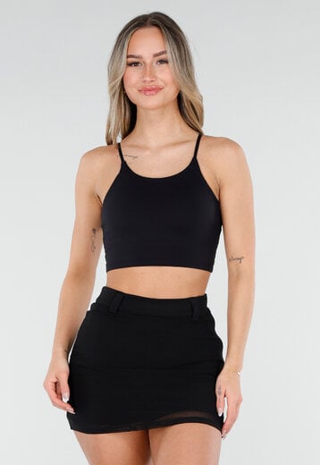 Zwarte Basic Stretch Top met Pads