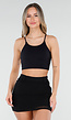 Zwarte Basic Stretch Crop Top met Pads