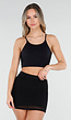 Zwarte Basic Stretch Crop Top met Pads