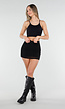 Zwarte Basic Stretch Crop Top met Pads