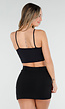 Zwarte Basic Stretch Crop Top met Pads