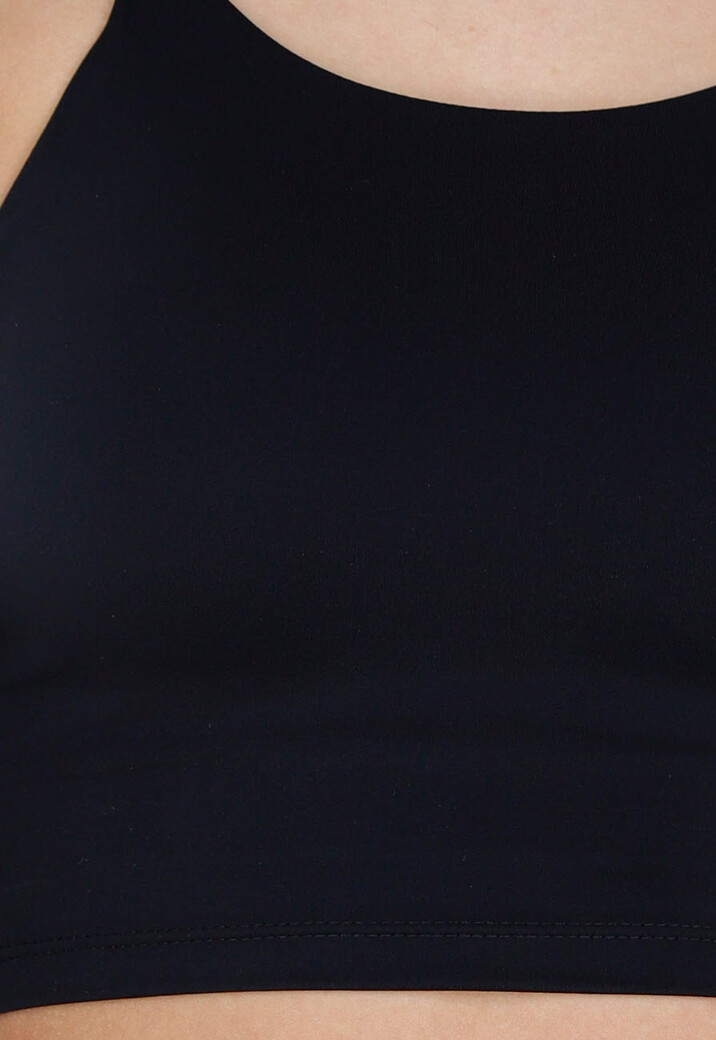 Zwarte Basic Stretch Crop Top met Pads