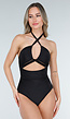 Zwart Badpak met Halterband en Cut Out Detail