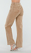 Camel Wide Leg Jeans met Strass en Hoge Taille