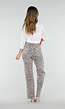 Beige Denim Straight Leg Jeans met Luipaardprint en Hoge Taille