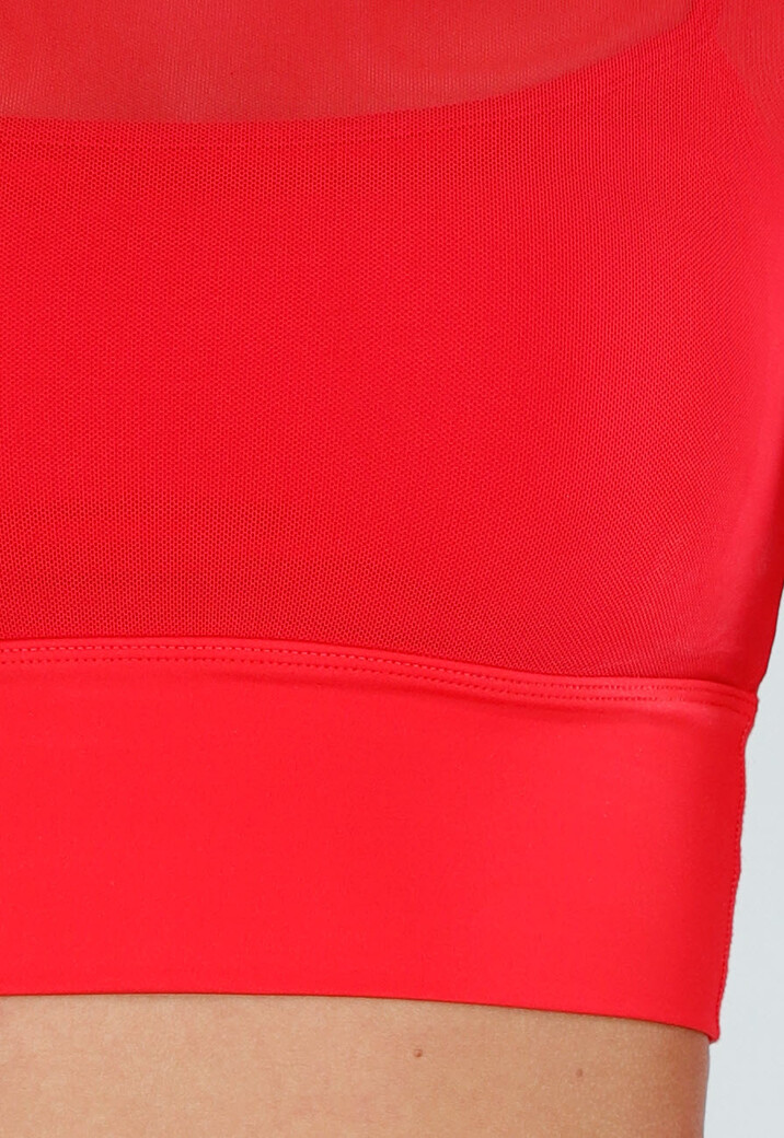 Rode Sportieve Mesh Top met Ingewerkte Pads