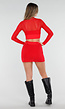 Rode Mesh Skort met Stretch en Riemlussen