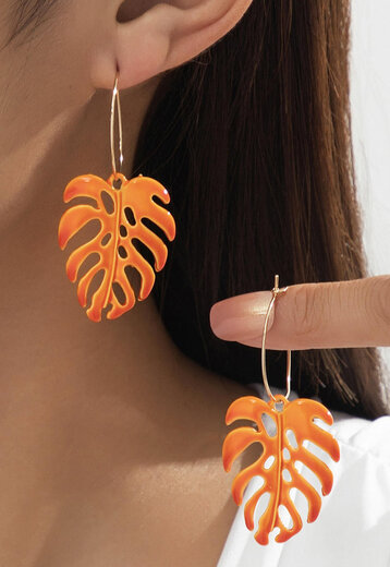 Oorbellen met Oranje Blad Hanger