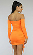 Sexy Oranje Veter Jurkje met Mouwen