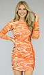 Oranje Retro Mesh Bodycon Jurkje