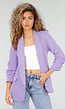 Lila Getailleerde Blazer met Geplooide Mouwen