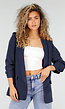 Marine Blauwe Blazer met Geplooide Driekwart Mouwen
