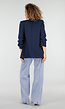 Marine Blauwe Blazer met Geplooide Driekwart Mouwen