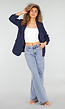 Marine Blauwe Blazer met Geplooide Driekwart Mouwen