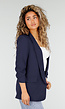 Marine Blauwe Blazer met Geplooide Driekwart Mouwen