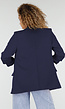 Marine Blauwe Blazer met Geplooide Driekwart Mouwen