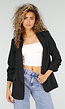 Zwarte Blazer met Geplooide Driekwart Mouwen