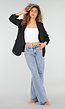 Zwarte Blazer met Geplooide Driekwart Mouwen