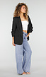 Zwarte Blazer met Geplooide Driekwart Mouwen