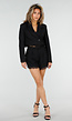 Zwarte Cropped Blazer en Short Set met Kant