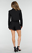 Zwarte Cropped Blazer en Short Set met Kant