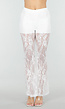 Petite Witte Kant Flared Broek met Stretch en Binnenbroekje
