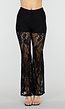 Petite Zwarte Kant Flared Broek met Stretch en Binnenbroekje