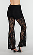 Petite Zwarte Kant Flared Broek met Stretch en Binnenbroekje
