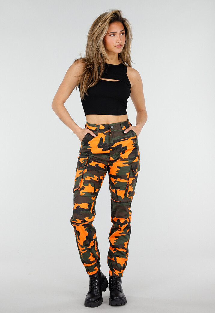 Oranje Camouflage Cargo Broek met Steekzakken
