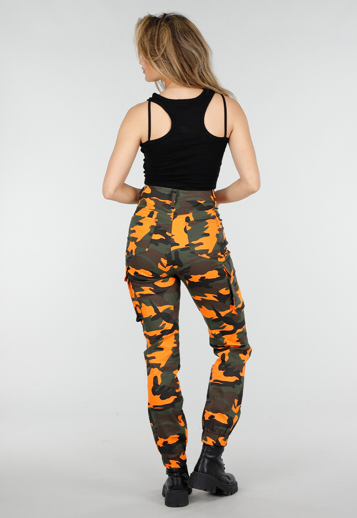 Oranje Camouflage Cargo Broek met Steekzakken