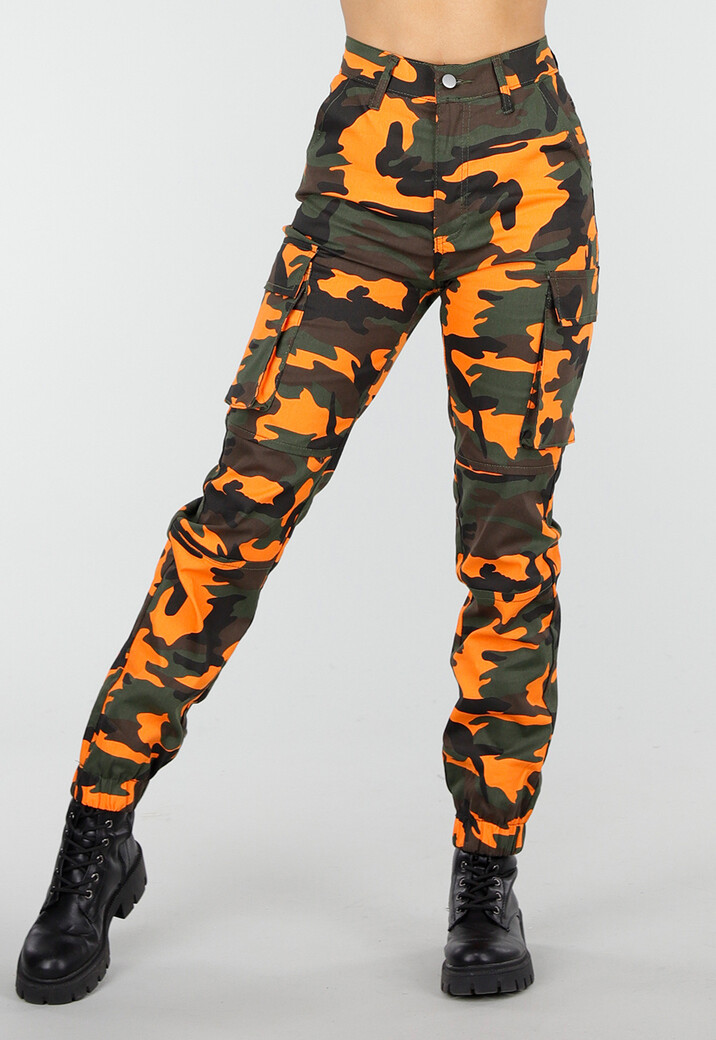 Oranje Camouflage Cargo Broek met Steekzakken