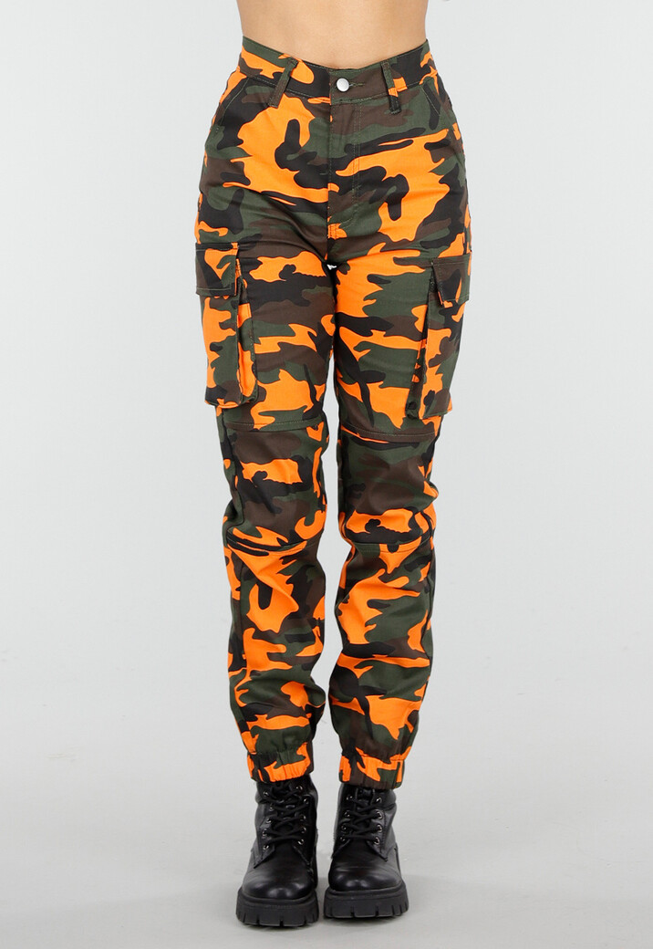 Oranje Camouflage Cargo Broek met Steekzakken