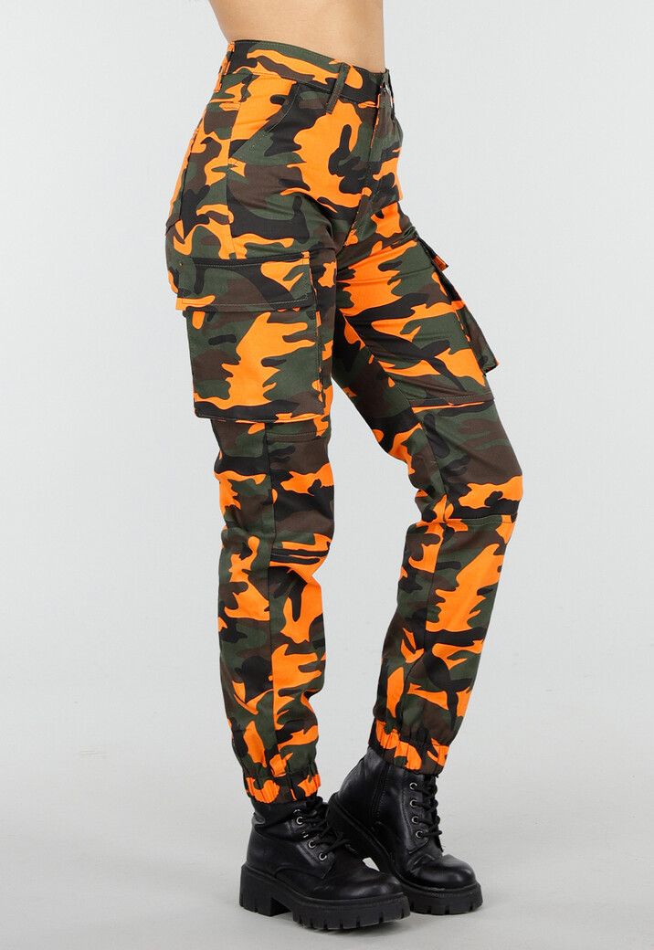 Oranje Camouflage Cargo Broek met Steekzakken