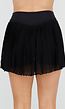 Zwarte Plissé Skort met Hoge Taille en Mesh
