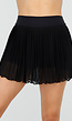 Zwarte Plissé Skort met Hoge Taille en Mesh