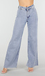 Lichtblauwe Denim Wide Leg Jeans met Rechte Pijpen en Stretch